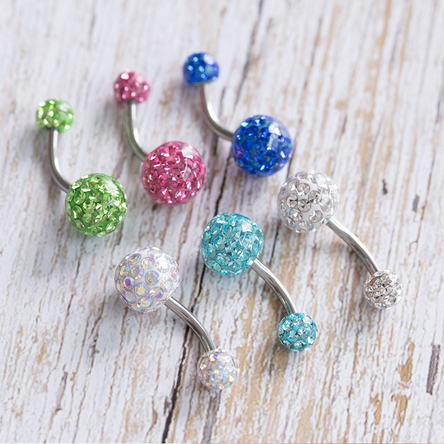 ASTM F136 Titanium 14G CZ Punk Navel Ring | 10mm Length - Image 4