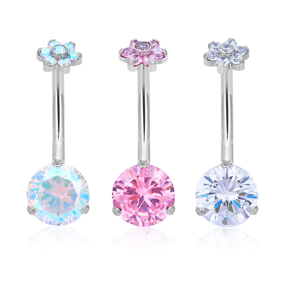 G23 Titanium CZ Punk Internally Threaded Navel Ring