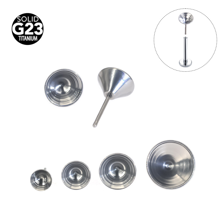 ASTM F136 Titanium CZ Spike Bowl Threadless Push-In Replacement Part