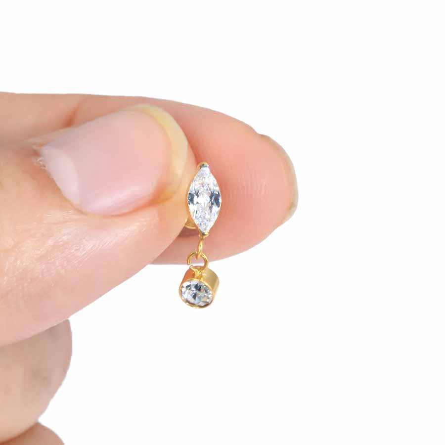 ASTM F136 Titanium Marquise Pendant Punk Labret Stud - Image 7