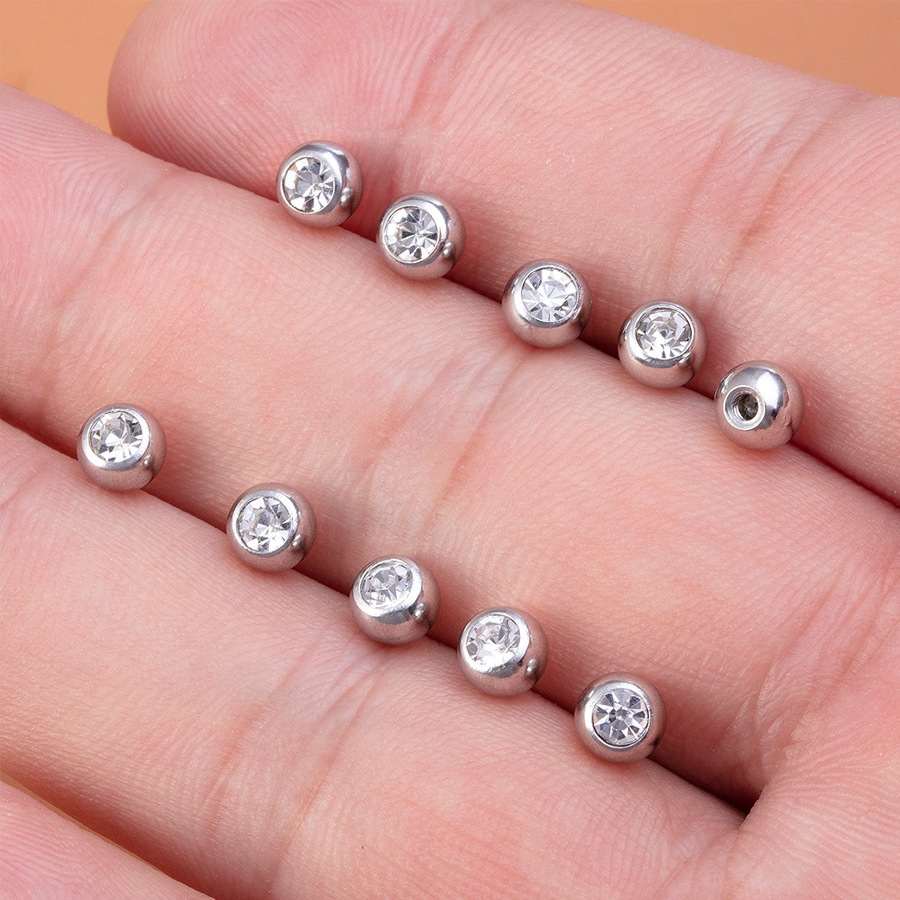 ASTM F136 Titanium 14G CZ Ball Externally Threaded Labret Stud - Image 7
