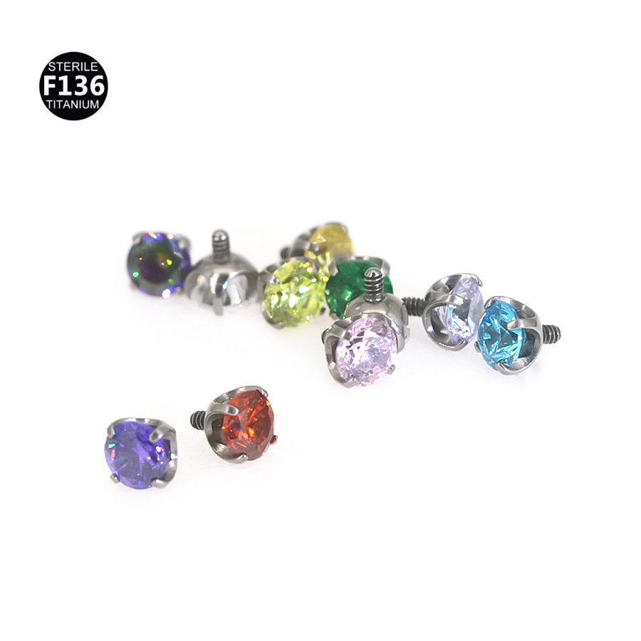 ASTM F136 Titanium 20G CZ Flower Sparkle Labret Stud | 3-6mm - Image 2