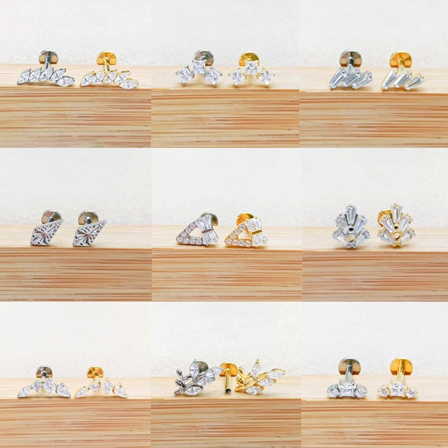 ASTM F136 Titanium 20G CZ Flower Crown Labret Stud