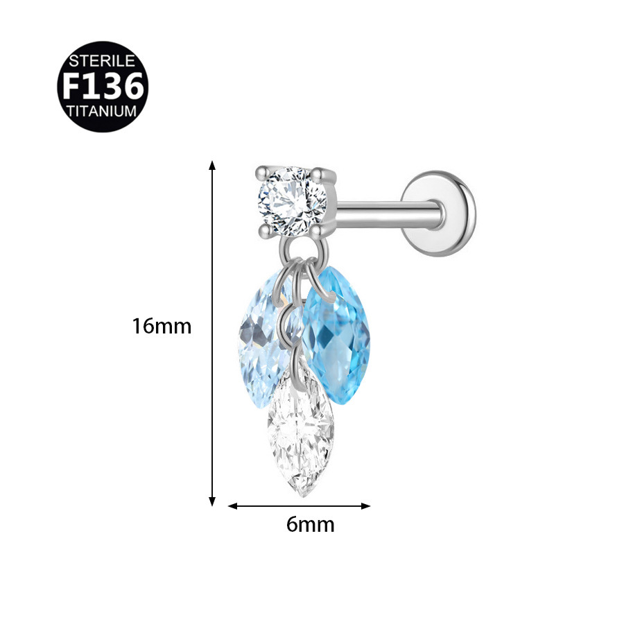 ASTM F136 Titanium CZ Marquise Teardrop Colorful Labret Stud - Image 7