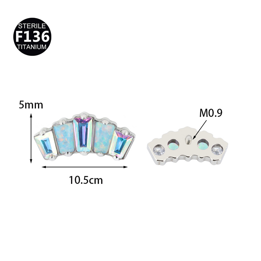 ASTM F136 Titanium 20G Opal Square Internally Threaded Labret Stud - Image 2