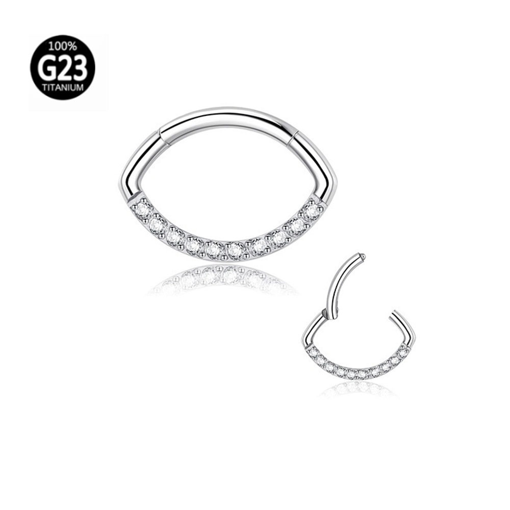 ASTM F136 Titanium Opal Heart Nose Ring | 8/10mm Length - Image 5