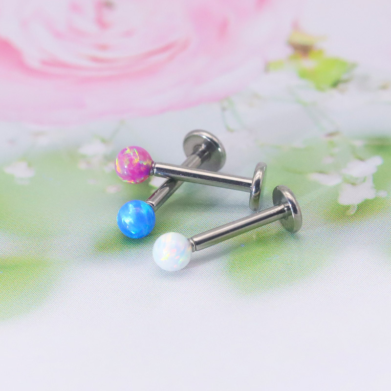ASTM F136 Titanium Opal Ball Internally Threaded Labret Stud - Image 3