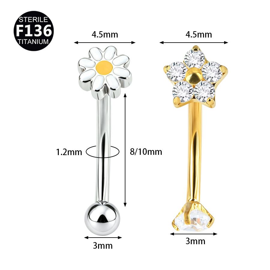 ASTM F136 Titanium Flower Internally Threaded Labret Stud - Image 3