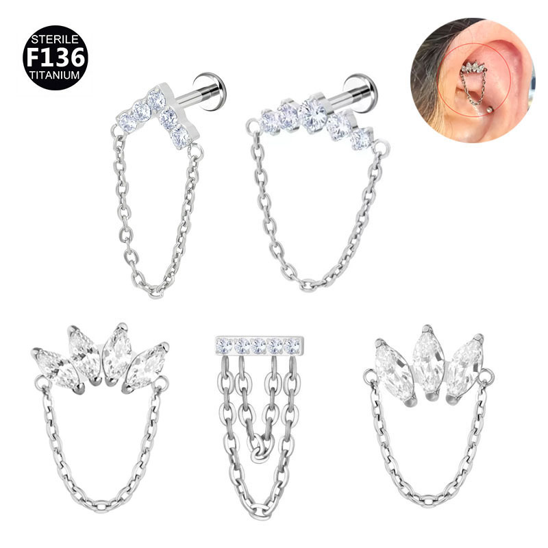 ASTM F136 Titanium Marquise Chain Earring