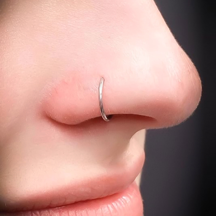 ASTM F136 Titanium 20G Nose Ring | 8mm Length - Image 4