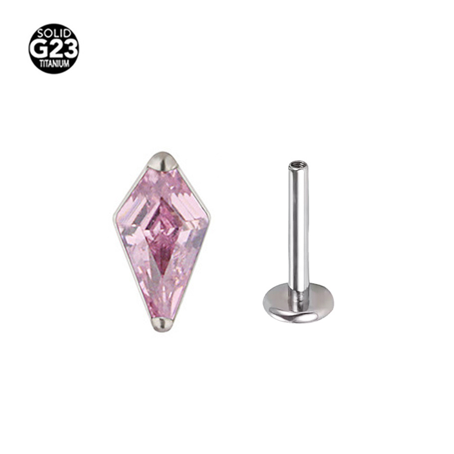 ASTM F136 Titanium CZ Square Labret Stud - Image 4