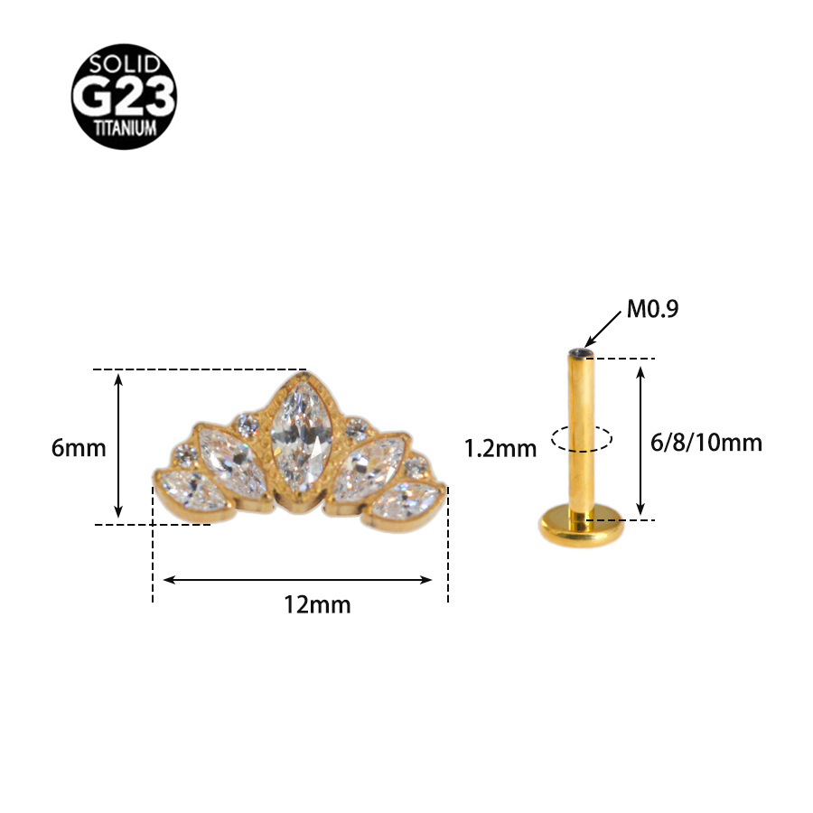 G23 Titanium CZ Labret Stud - Image 2