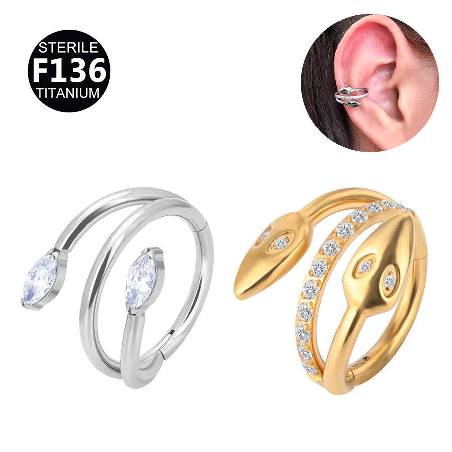 ASTM F136 Titanium CZ Snake Seamless Ring Nose Ring